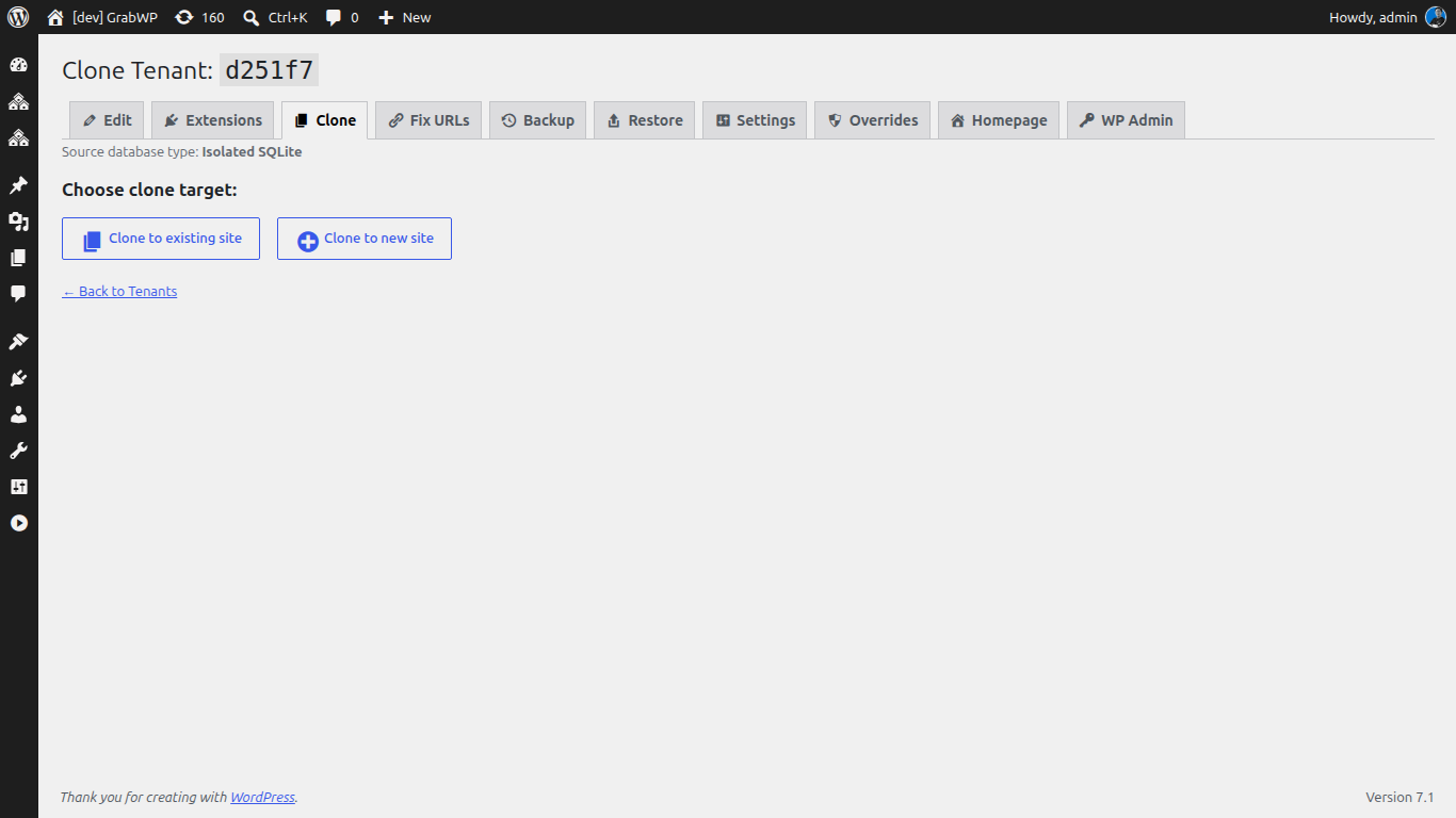 Cloning a campaign microsite per launch in GrabWP Tenancy Pro