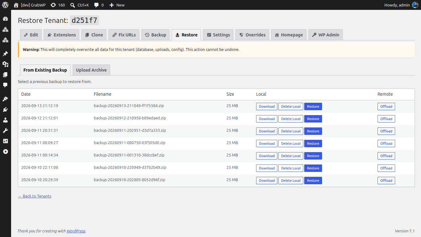 Importing a client site into standalone hosting with the free GrabWP Restore plugin