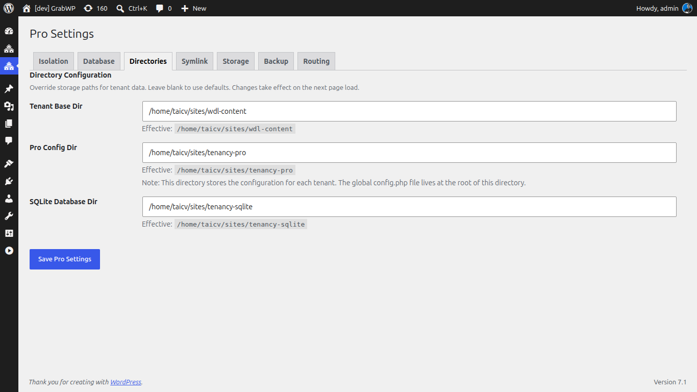 Per-tenant wp-content code isolation in GrabWP Tenancy Pro